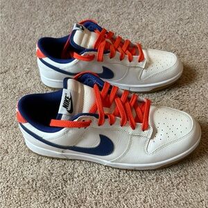 Nike Low Dunks “USA” Retro White Sneakers with Blue and Orange Highlights